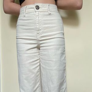 Wide leg cream pants